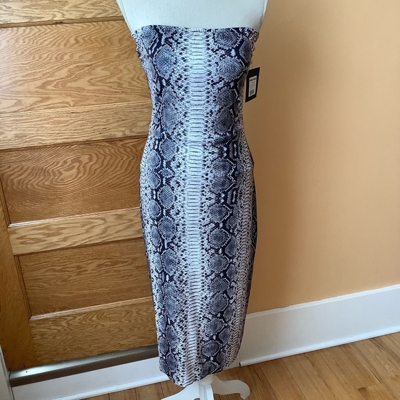 NORMA KAMALI Snake Print Bandeau Jersey Dress Size XL - Picture 3 of 11